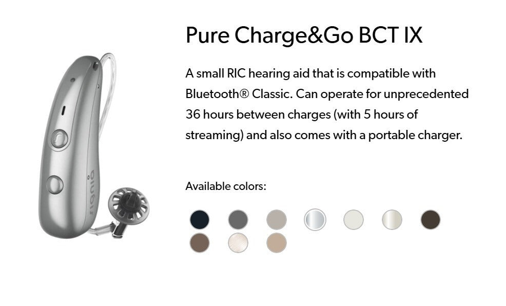 Signia Pure Charge&Go BCT 7 IX Hearing Aids (Pair L & R) with Portable Charger – Rechargeable, Bluetooth, Digital Noise Reduction, Directional Microphones – Premium Level
