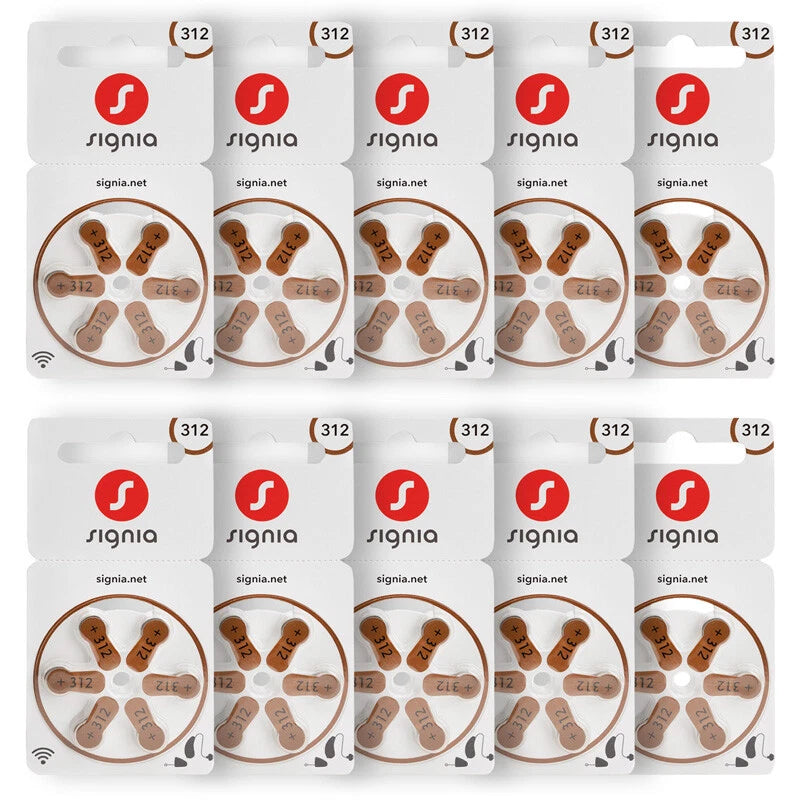 Signia / Siemens Size 312 Hearing Aid Batteries (Pack of 60) – Long Life, Reliable Power