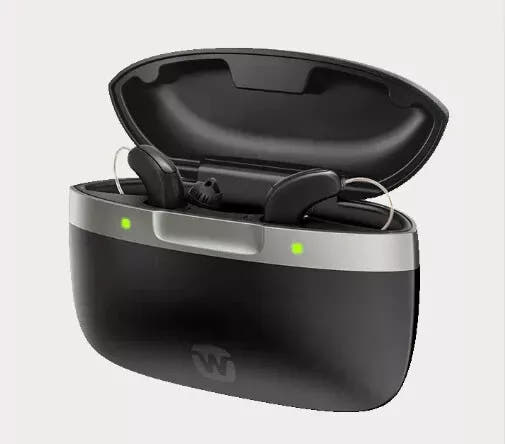 Widex SmartRIC 440 Hearing Aids (Pair L & R) with Charger – Rechargeable, Bluetooth, Digital Noise Reduction & Environmental Control – Tech Black