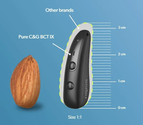 Signia Pure C&G BCT 5 IX Hearing Aids (Pair L & R) – Rechargeable, Bluetooth, Digital Noise Reduction