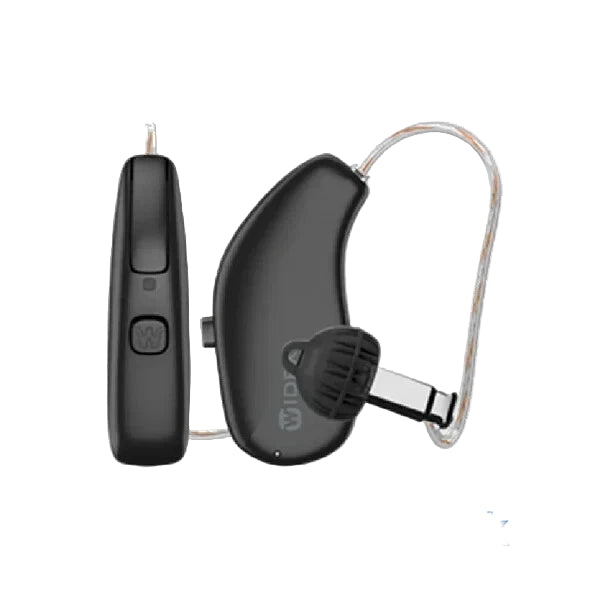 Widex Allure 440 R D Hearing Aids (Pair L & R) with Charger – Rechargeable, Bluetooth, PureSound™ & AI Noise Control – Tech Black